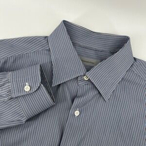 Ermenegildo Zegna Men's Blue/Black Pinstripe Dress Shirt Size XL EUC